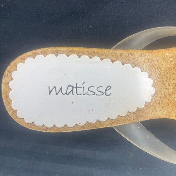 Matisse Y2K Kitten Heel Nude Boho Wood Beaded Cork Flip Flop Thong Sandal Size 7 - Picture 4 of 5